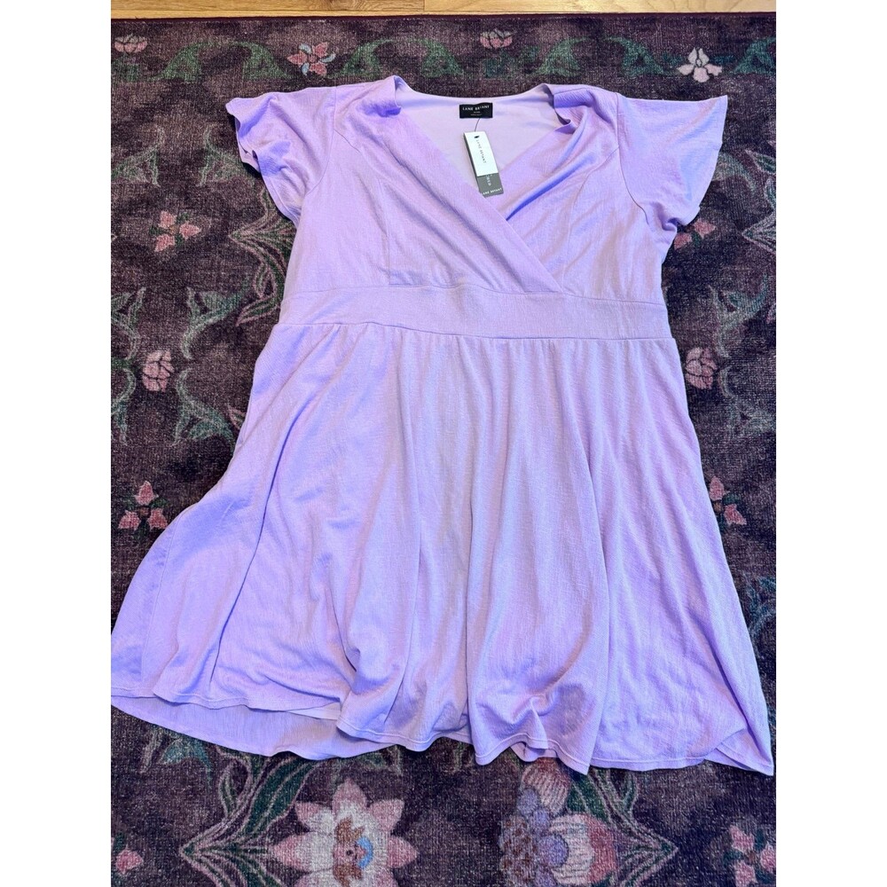 NWT Lane Bryant Women's Short Sleeve V-Neck Purple Wrap Dress Size 14/16L